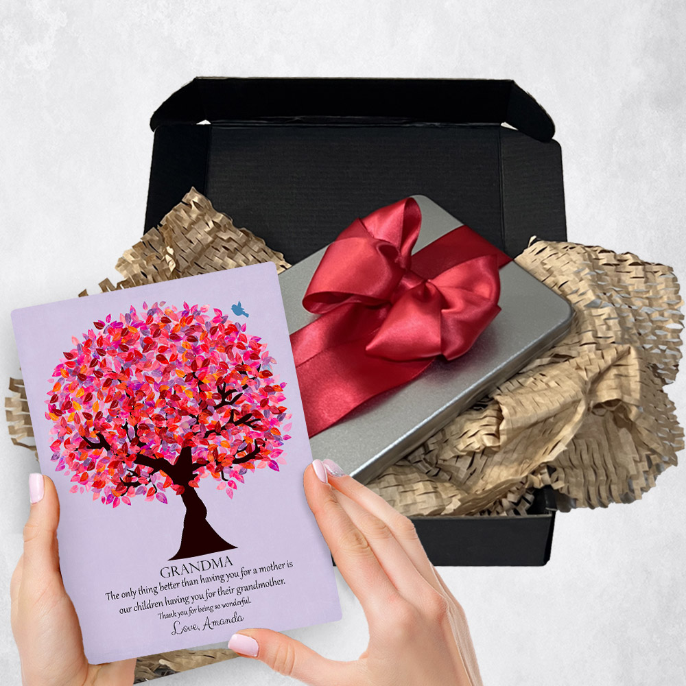 Personalized family appreciation gift delivery for grandmother Pink Tree  plaque for a unique and permanent flower delivery alternative. family appreciation gift delivery.