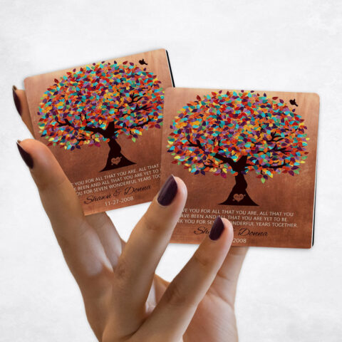 7th anniversary Colorful Spring Tree on Copper Magnet Set MAG-1180