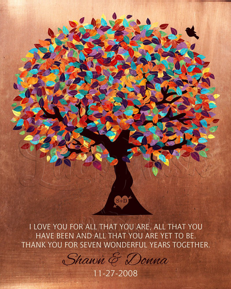 Colorful All That You Are Wife Appreciation Tree Quote on Copper 7th anniversary Wall Plaque LTC-1180