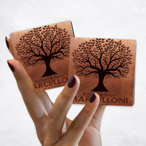 7th anniversary Name Silhouette Tree on Copper Magnet Set MAG-1181