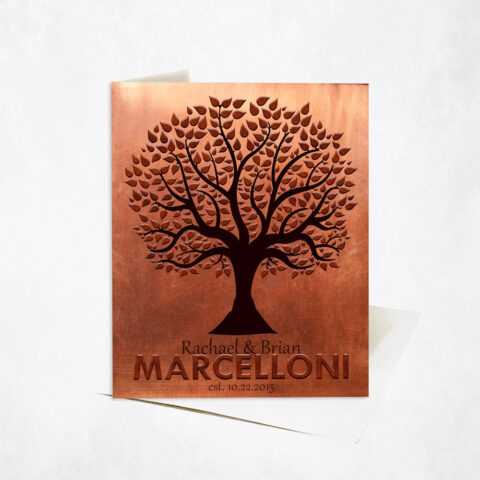 Family Name Silhouette Tree 7th anniversary Stationery Card-1181