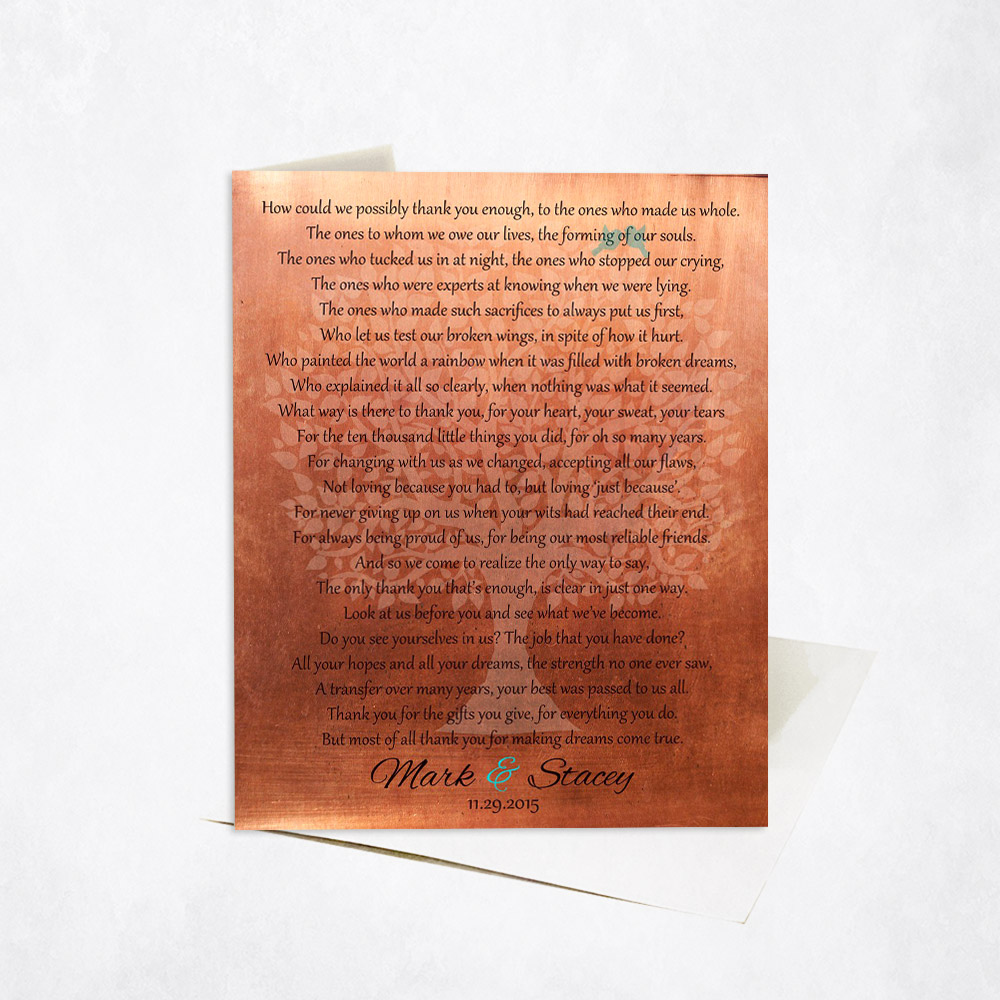 Picture of Faded Tree Poem Thank You Parents for Everything wedding Stationery Card C-1182