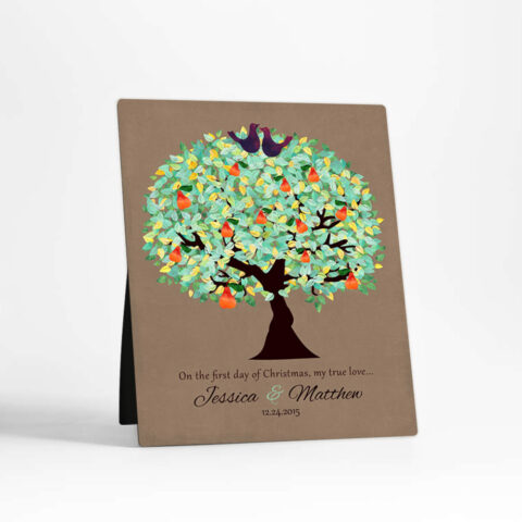 Green Pear Tree Christmas  Desktop Plaque Gift for couple D-1183