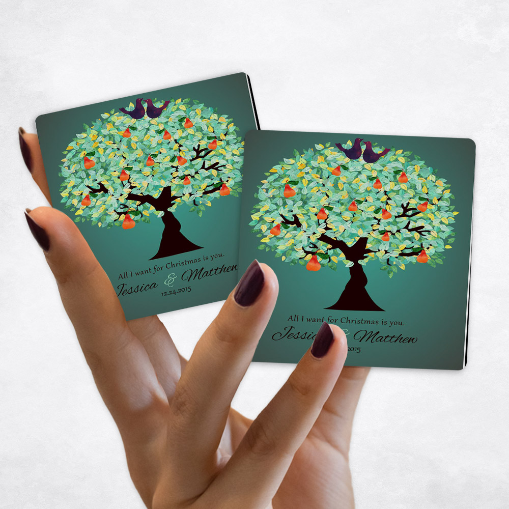 Close up picture of Christmas Green Pear Tree Gradient Green Magnet Set MAG-1184