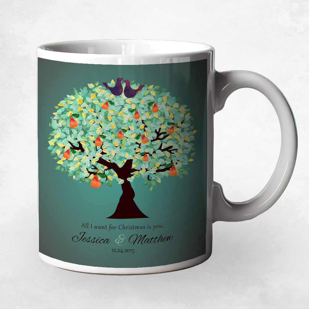 Closeup image of Green Pear Tree  Christmas Coffee Mug M-1184