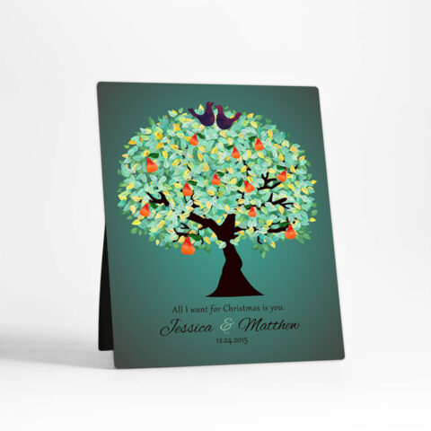 Green Pear Tree Christmas  Desktop Plaque Gift for couple D-1184