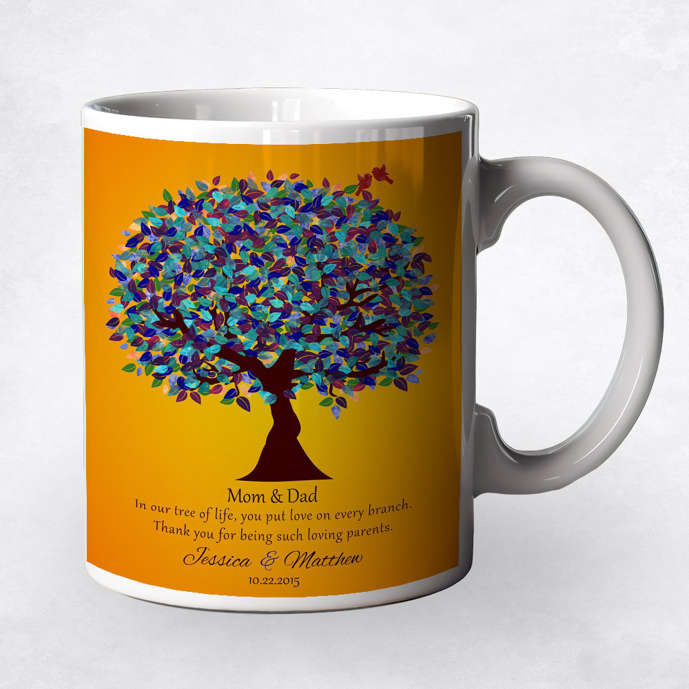 Closeup image of Peacock Tree  family appreciation Coffee Mug M-1186