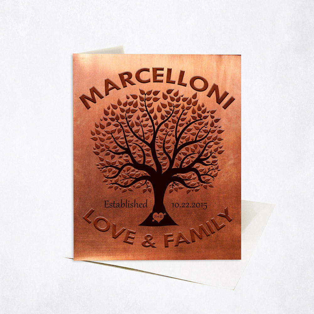 Picture of Love and Family Tree Established Date 7th wedding Stationery Card C-1187