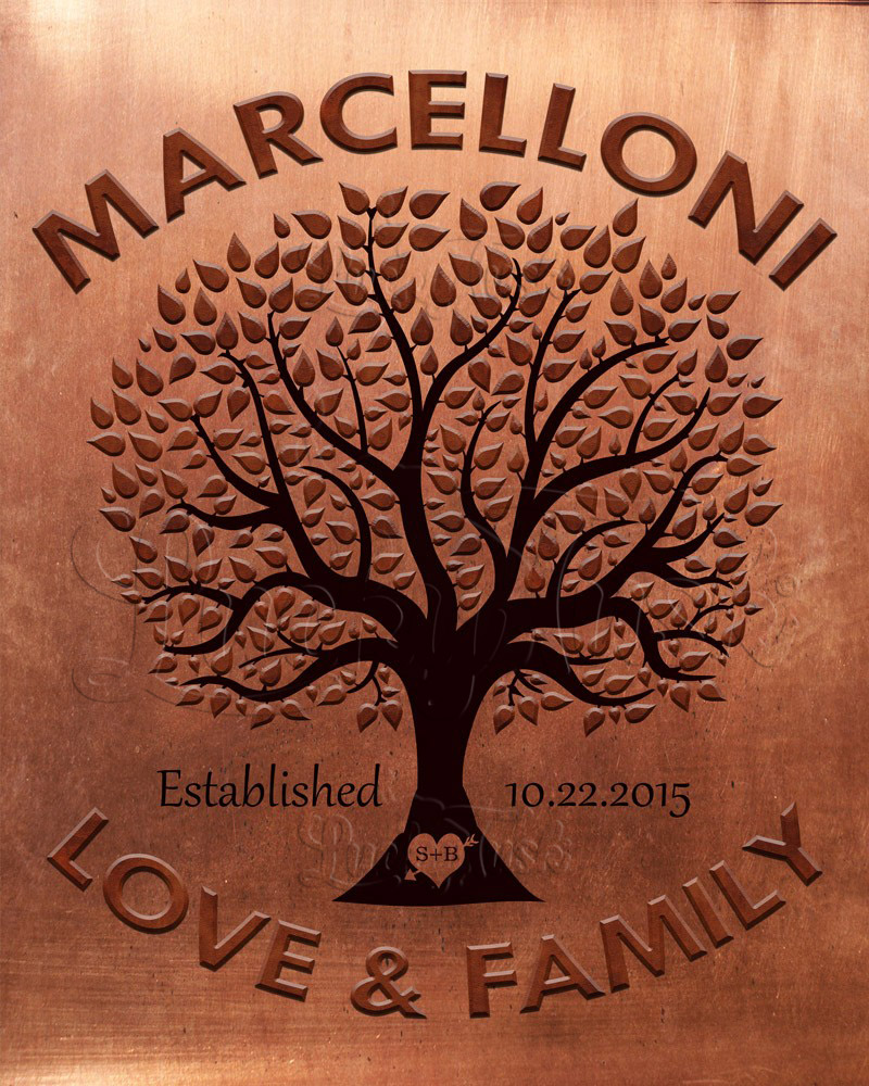 Love and Family Tree Established Date on Copper 7th wedding Wall Plaque LTC-1187