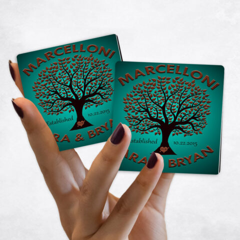 anniversary Family Tree and Established Date on Gradient Green Magnet Set MAG-1188