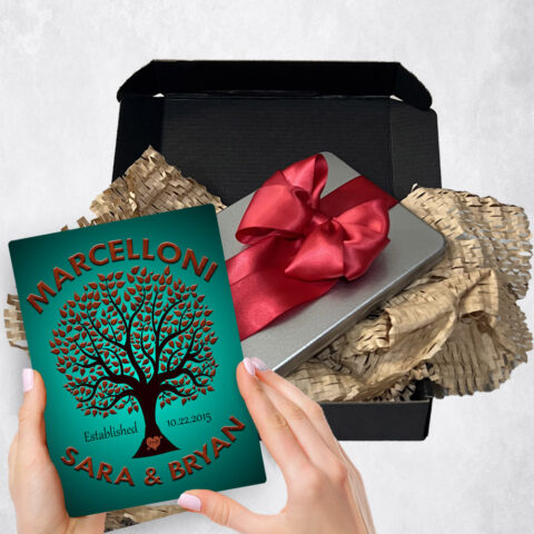 anniversary Gift Delivery for couple, husband or wife Silhouette Tree Metallic  Plaque TOY-1188