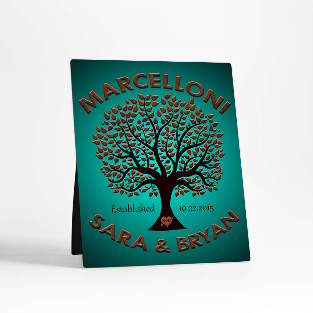 Single image of Silhouette Tree anniversary Metallic Desktop Plaque