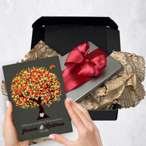 anniversary Gift Delivery for couple, husband or wife Orange Autumn Tree  Plaque TOY-1190