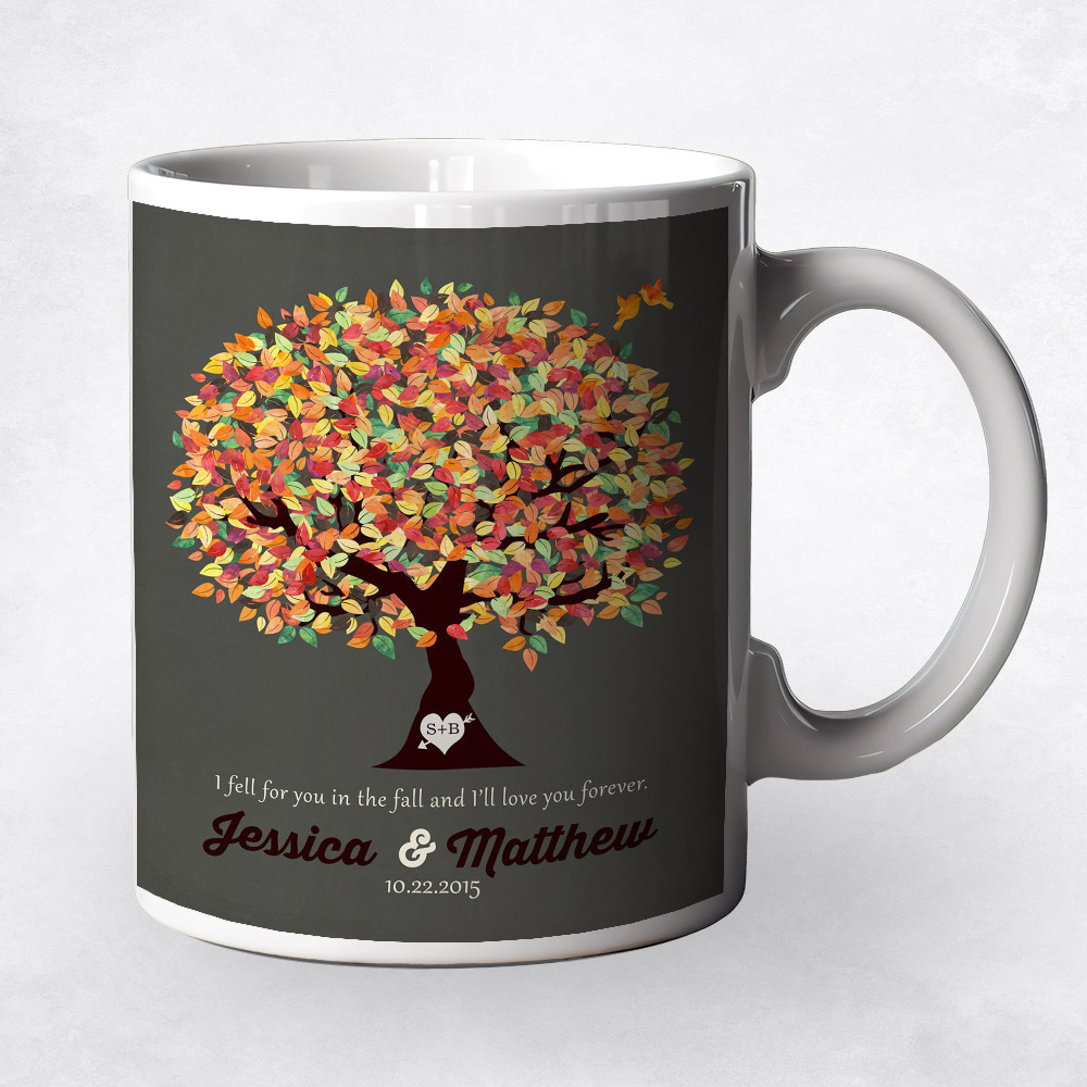 Closeup image of Orange Autumn Tree  anniversary Coffee Mug M-1190