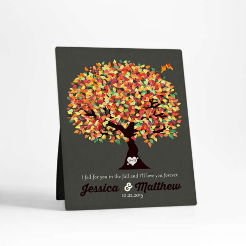 Orange Autumn Tree anniversary  Desktop Plaque Gift for couple D-1190