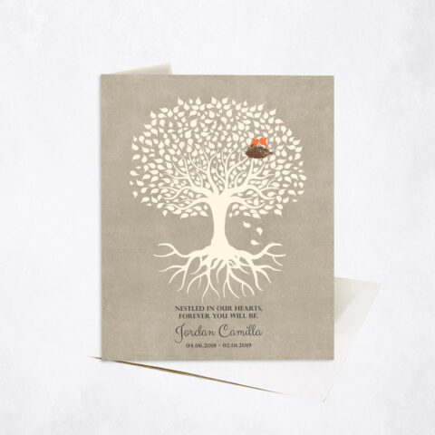 Birds Nest Memorial Tree with Roots Loss of Baby Stationery Card-1197