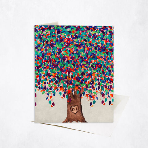 Watercolor Willow Tree Closeup Minimalist anniversary Stationery Card-1199