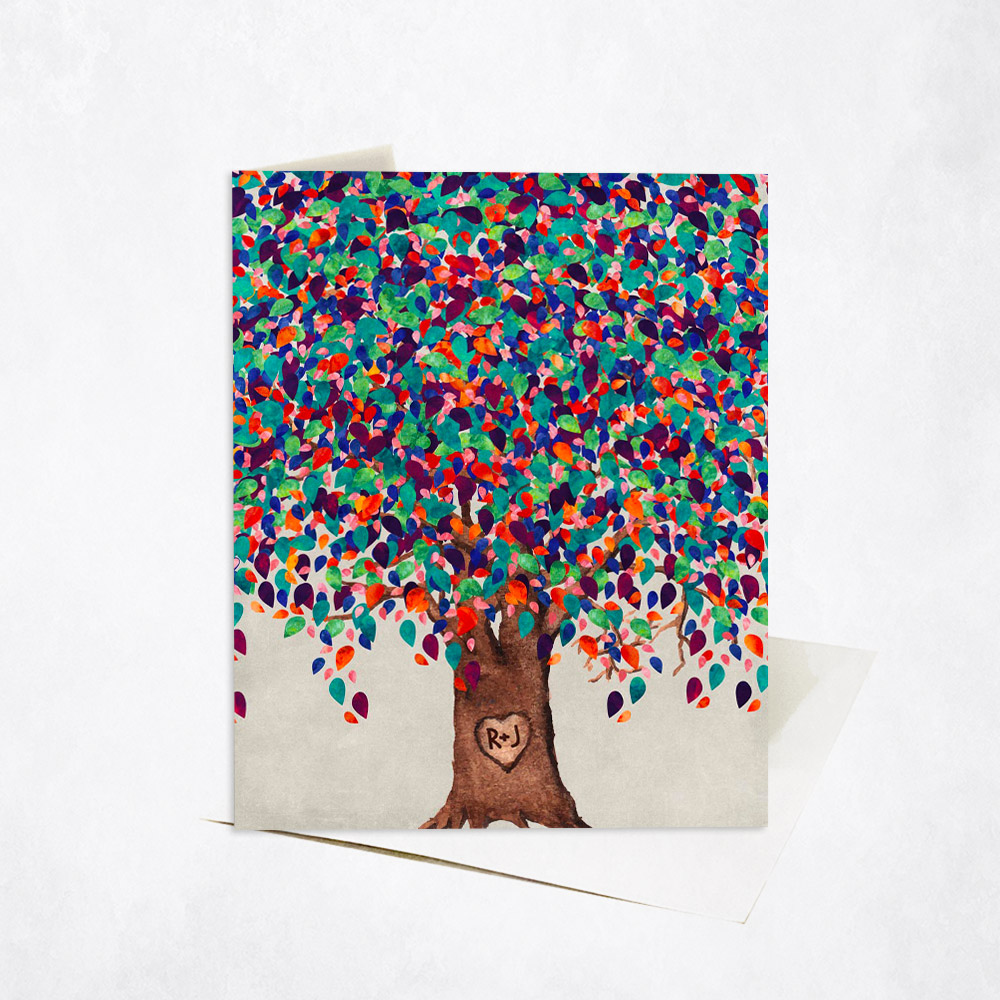 Picture of Watercolor Willow Tree Closeup Minimalist anniversary Stationery Card C-1199