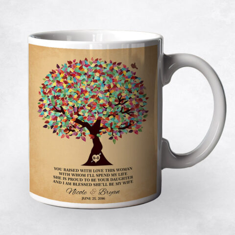 Colorful Tree on Gold wedding Coffee Mug M-1206