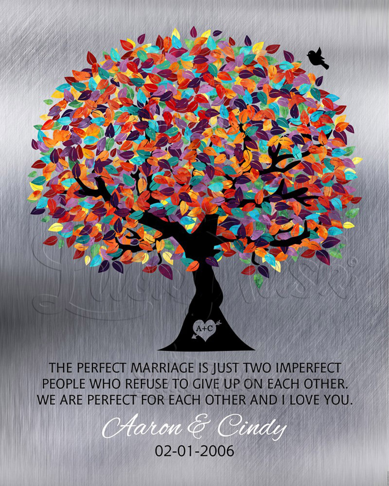 Colorful Wife Appreciation Tree Quote Perfect Marriage on Tin 10th anniversary Wall Plaque LTC-1208