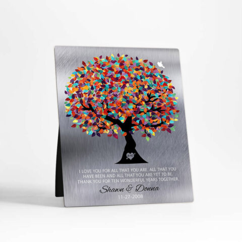 Spring Tree 10th anniversary Tin Desktop Plaque Gift for couple D-1211