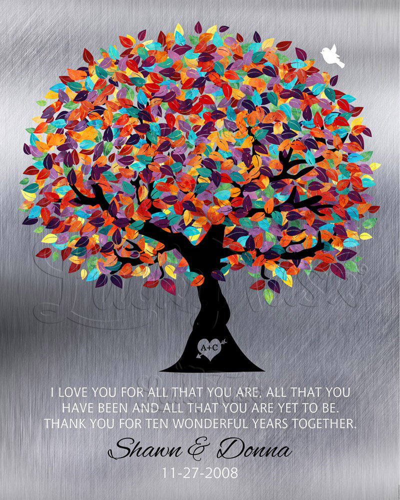 Colorful Husband Appreciation Tree Quote on Tin 10th anniversary Wall Plaque LTC-1211