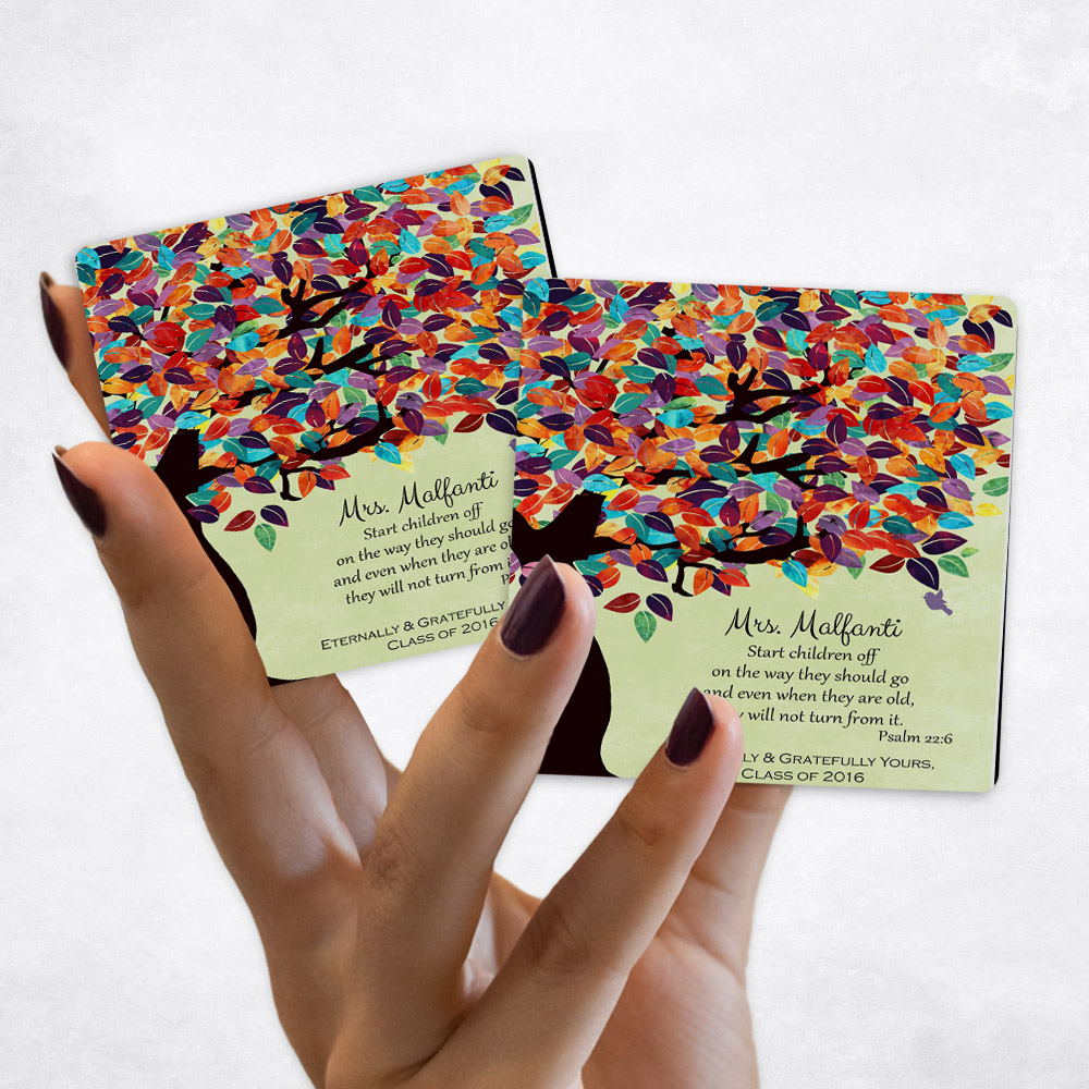 Close up picture of teacher appreciation Colorful Spring Tree on Green Magnet Set MAG-1232