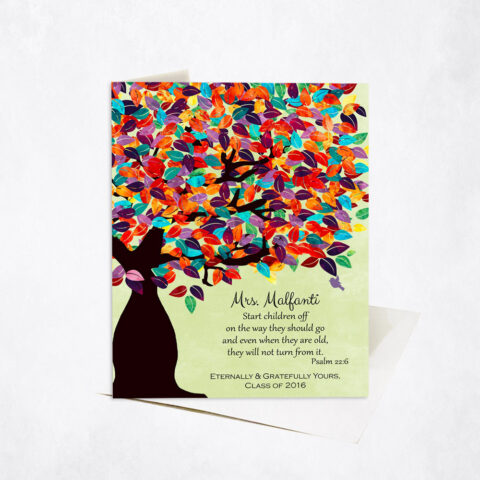 Psalm 22-6 Colorful Tree Scripture teacher appreciation Stationery Card-1232