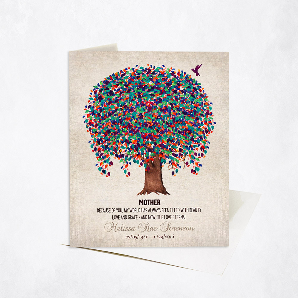 Picture of Watercolor Willow Mother Memorial Tree Loss of Mother Stationery Card C-1241