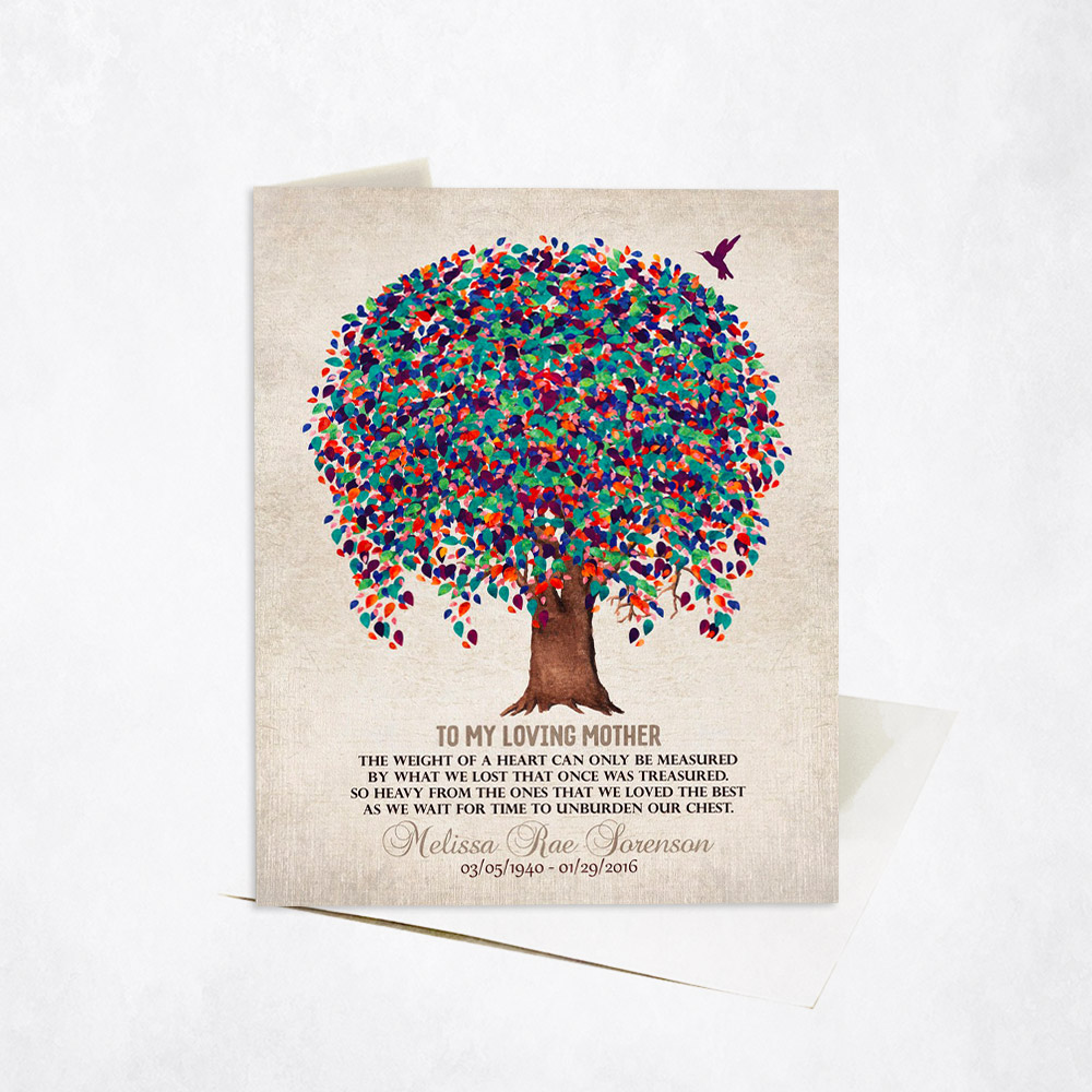 Picture of Willow Memorial Tree To My Loving Mother Loss of Mother Stationery Card C-1242