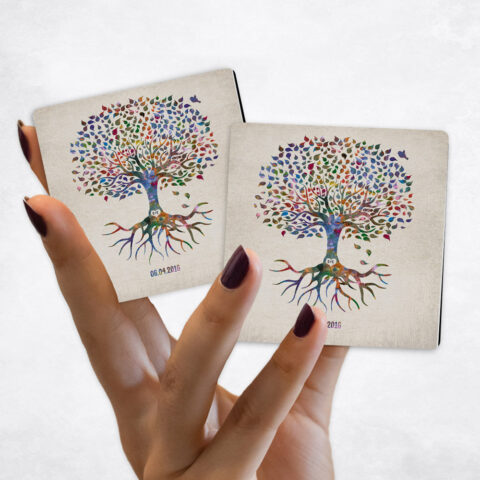 anniversary Watercolor Commemoration Tree Distressed Canvas Magnet Set MAG-1248