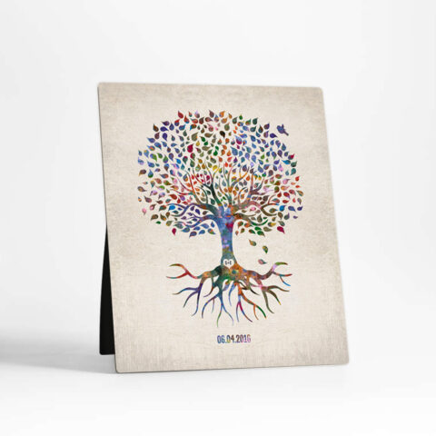 Watercolor Rooted Tree anniversary  Desktop Plaque Gift for couple D-1248