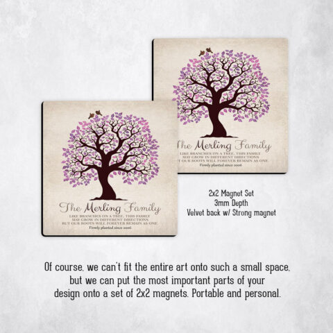 anniversary Purple Owl Tree Distressed Canvas Magnet Set MAG-1251