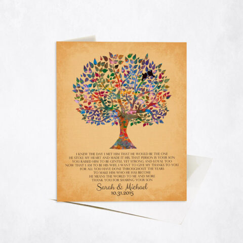 Watercolor Mother of Groom Appreciation Tree Poem wedding Stationery Card-1257