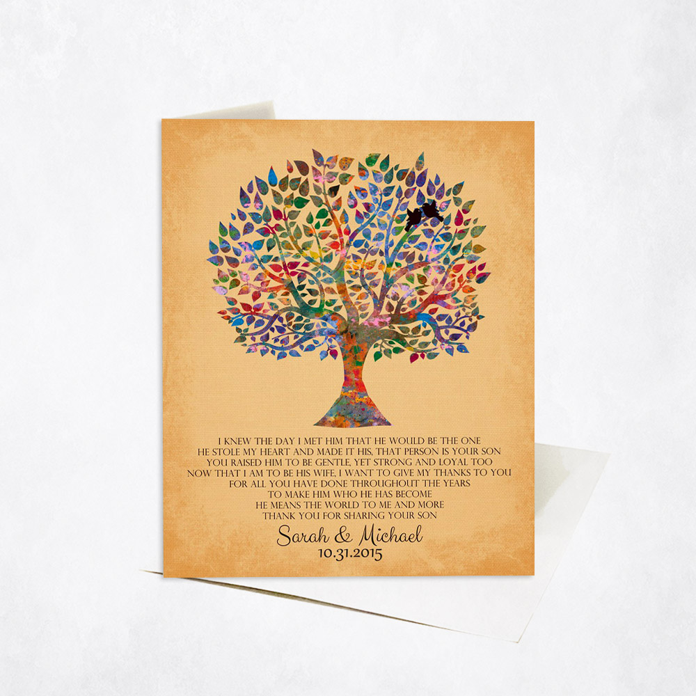 Picture of Watercolor Mother of Groom Appreciation Tree Poem wedding Stationery Card C-1257