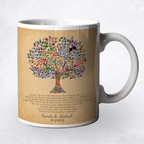 Watercolor Wedding Tree on Gold wedding Coffee Mug M-1257