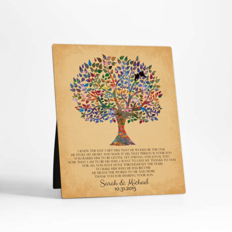 Watercolor Tree wedding  Desktop Plaque Gift for mother of the groom D-1257