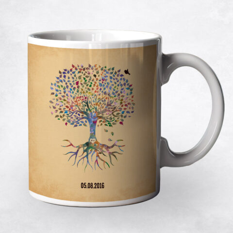 Minimalist Commemoration Watercolor Tree with Roots anniversary Coffee Mug M-1261