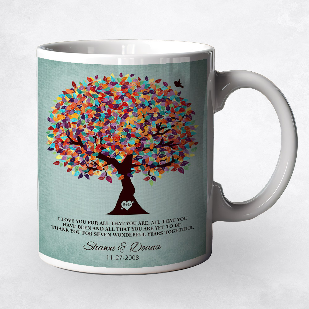 Closeup image of Colorful Spring Tree  7th anniversary Coffee Mug M-1262