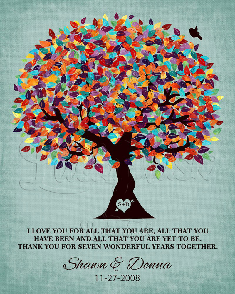 Colorful Spring Appreciation Tree Quote Turquoise Canvas 7th anniversary Wall Plaque LTC-1262