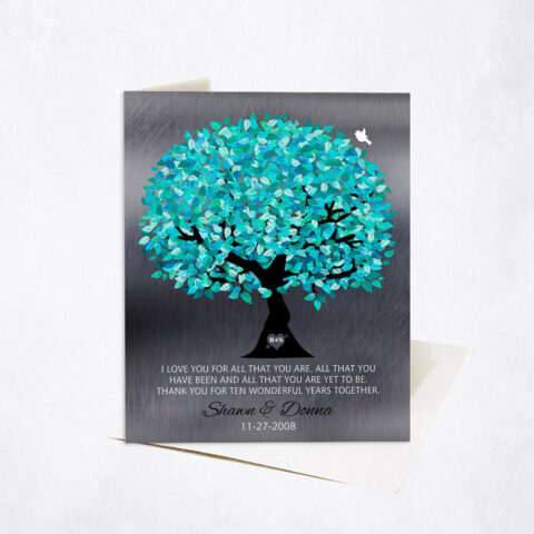 Turquoise Wife Appreciation Tree Quote 10th anniversary Stationery Card-1265