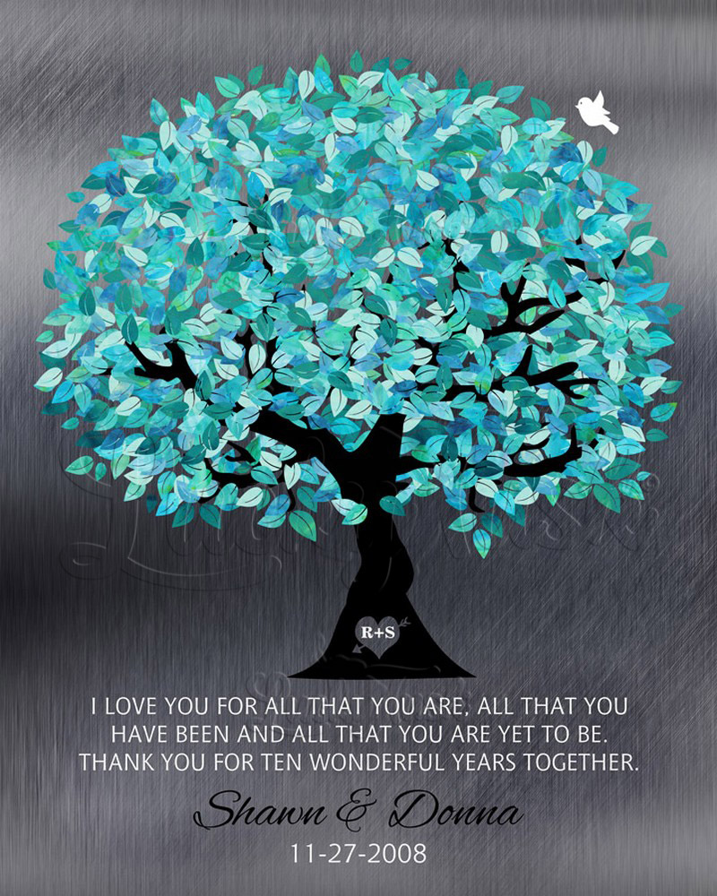 Turquoise Wife Appreciation Tree Quote on Tin 10th anniversary Wall Plaque LTC-1265