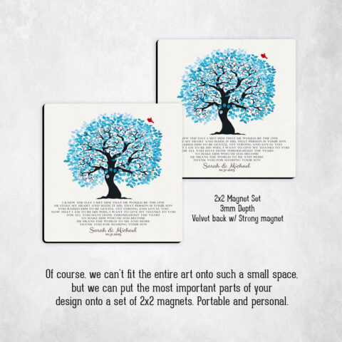 wedding Blue Owl Tree on Cotton Magnet Set MAG-1266