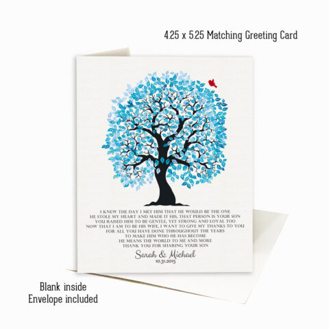 Blue Mother of Groom Appreciation Owl Tree Poem wedding Stationery Card-1266