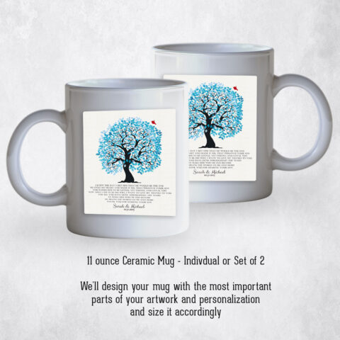 Blue Owl Tree wedding Coffee Mug M-1266