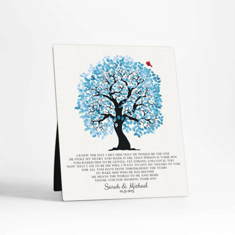 Blue Owl Tree wedding  Desktop Plaque Gift for mother of the groom D-1266