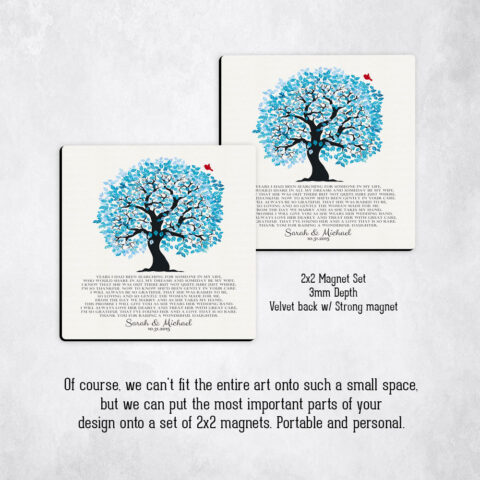 wedding Blue Owl Tree on Cotton Magnet Set MAG-1267