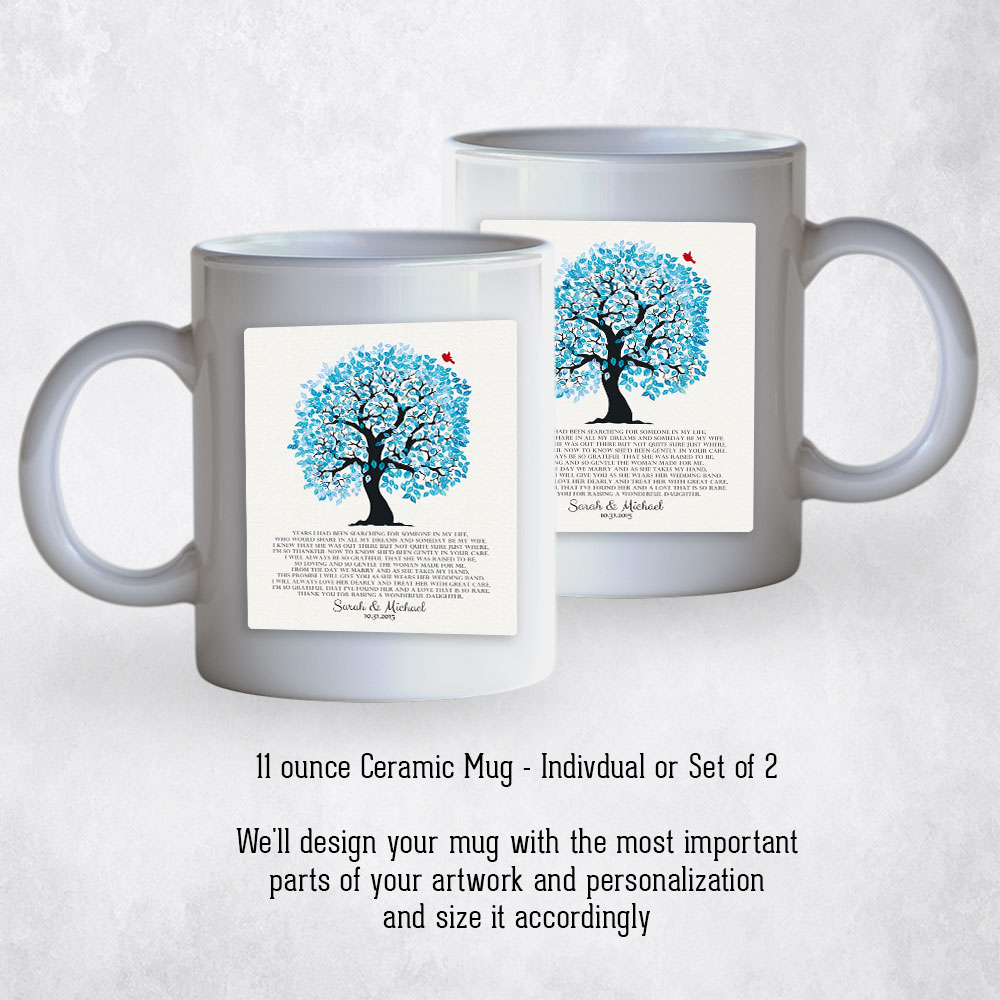 Closeup image of Blue Owl Tree  wedding Coffee Mug M-1267