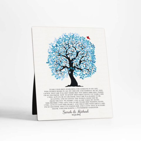 Blue Owl Tree wedding  Desktop Plaque Gift for mother of the bride D-1267