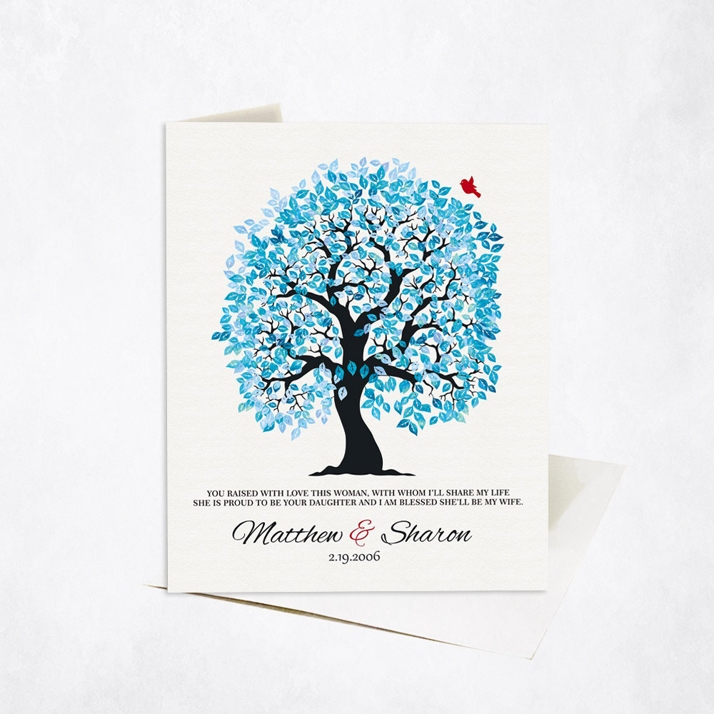 Picture of Blue Owl Tree Poem In-laws Appreciation from Groom wedding Stationery Card C-1272